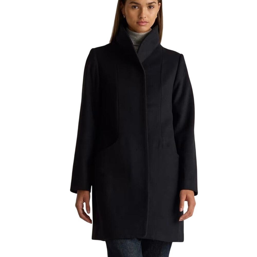 New Quince Women's Small Mod Italian Wool Cocoon Coat Preppy Black $170 5733-B
